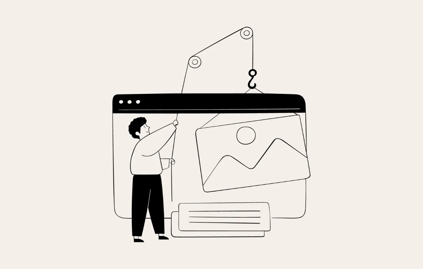 An illustration of a person designing a website 